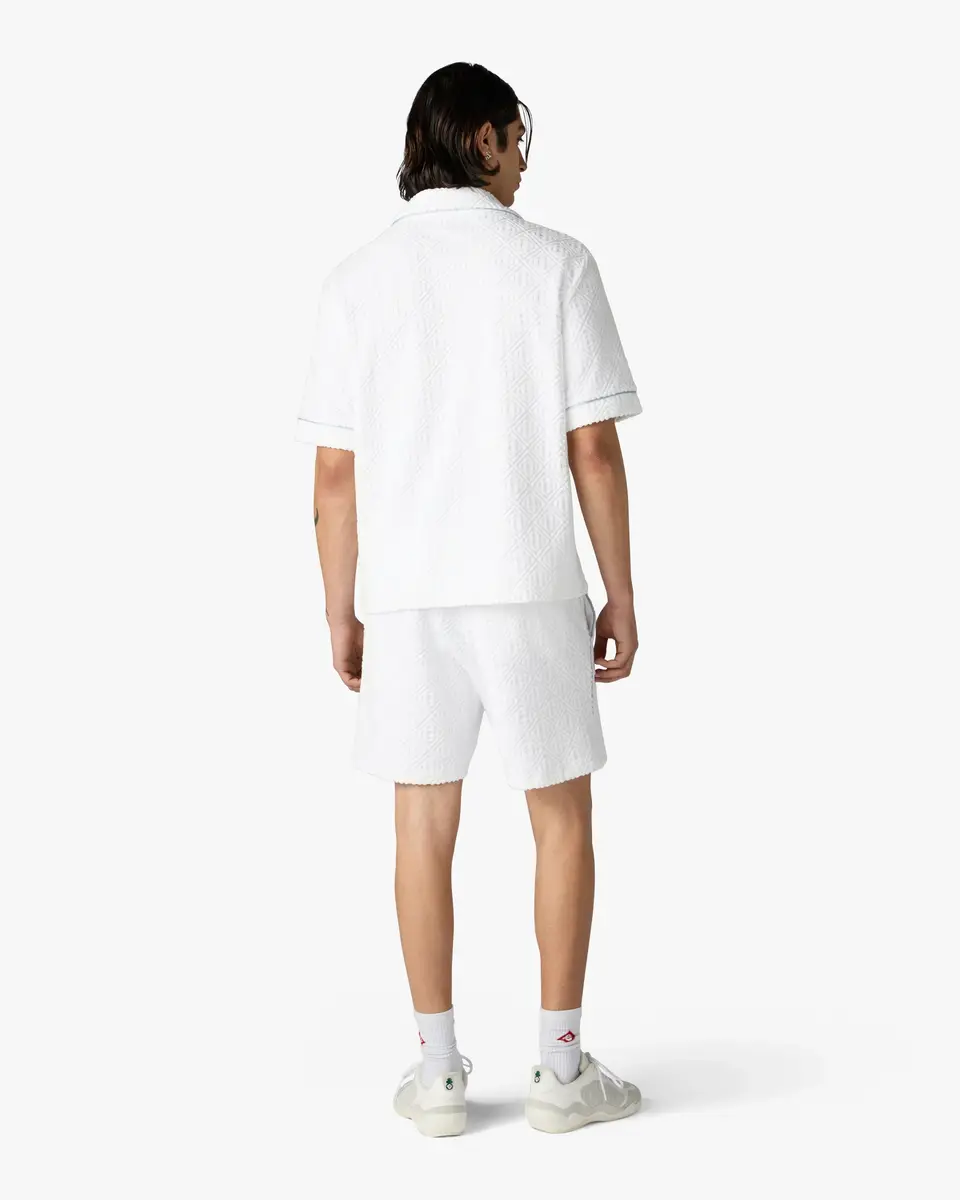 Casablanca White Towelling Monogram Short Sleeve Shirt in Blue | Thumbnail 3 Casablanca White Towelling Monogram Short Sleeve Shirt in Blue | Thumbnail 3