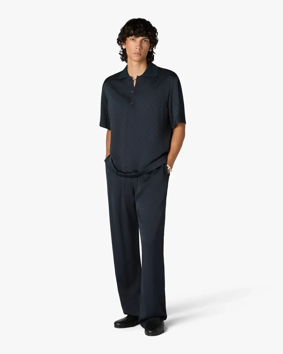 Casablanca Dark Navy Knit Collar Short Sleeve Polo Shirt | Thumbnail 2 Casablanca Dark Navy Knit Collar Short Sleeve Polo Shirt | Thumbnail 2
