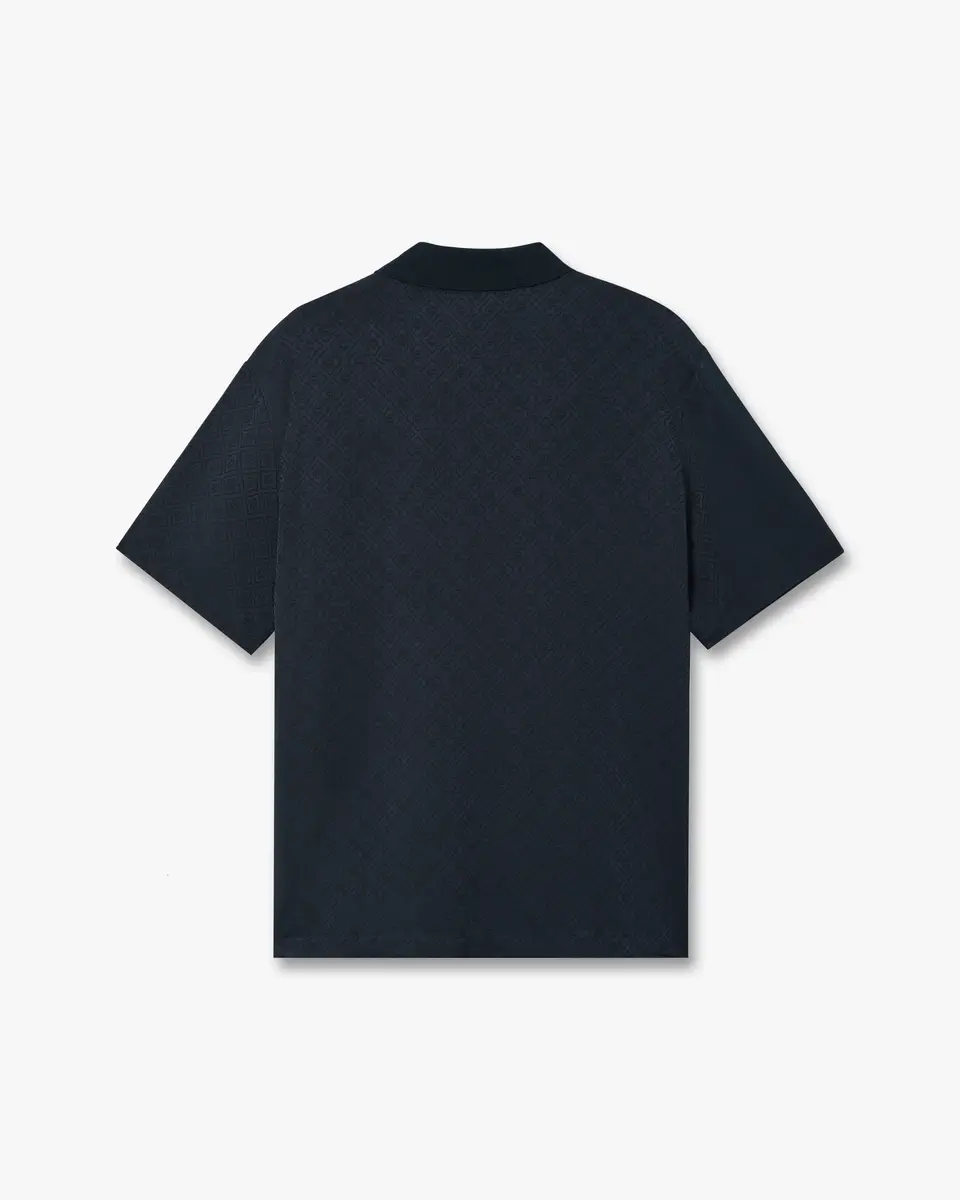 Casablanca Dark Navy Knit Collar Short Sleeve Polo Shirt | Thumbnail 6 Casablanca Dark Navy Knit Collar Short Sleeve Polo Shirt | Thumbnail 6