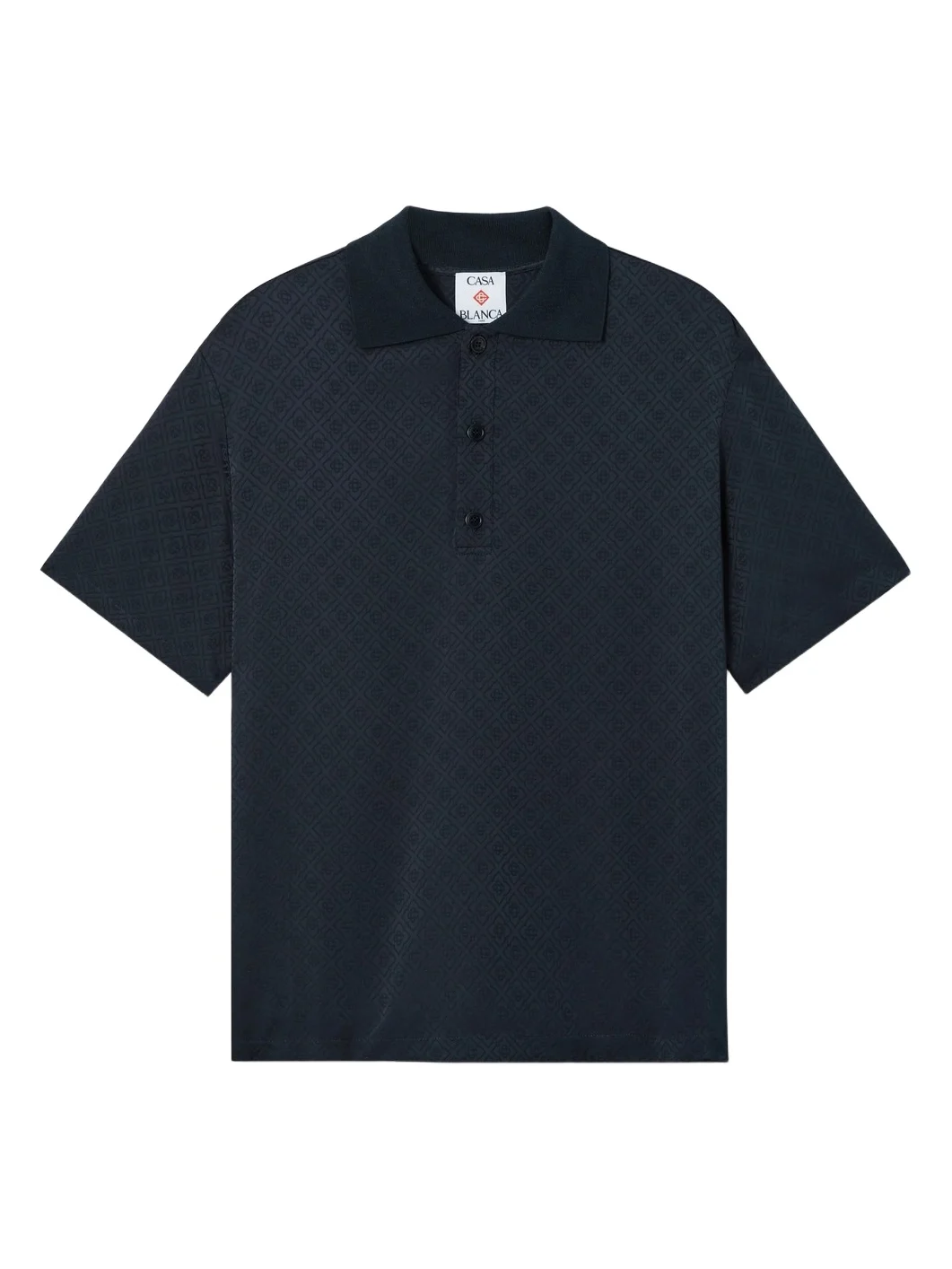 Dark Navy Knit Collar Short Sleeve Polo Shirt