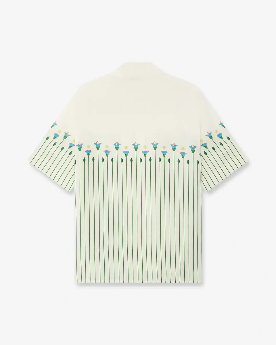 Casablanca Green Linen Floral Stripe Sporty Short Sleeve Shirt | Thumbnail 6 Casablanca Green Linen Floral Stripe Sporty Short Sleeve Shirt | Thumbnail 6