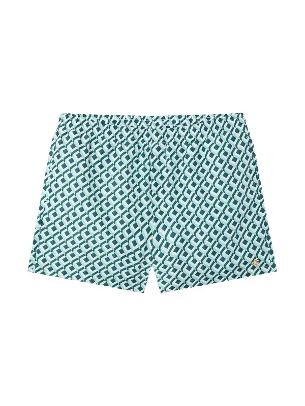 Green Cubist Monogram Printed Swim Shorts