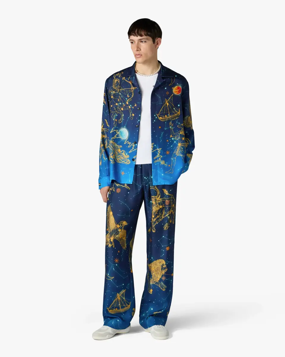 Casablanca Blue Astrology Silk Twill Trousers | Thumbnail 2 Casablanca Blue Astrology Silk Twill Trousers | Thumbnail 2