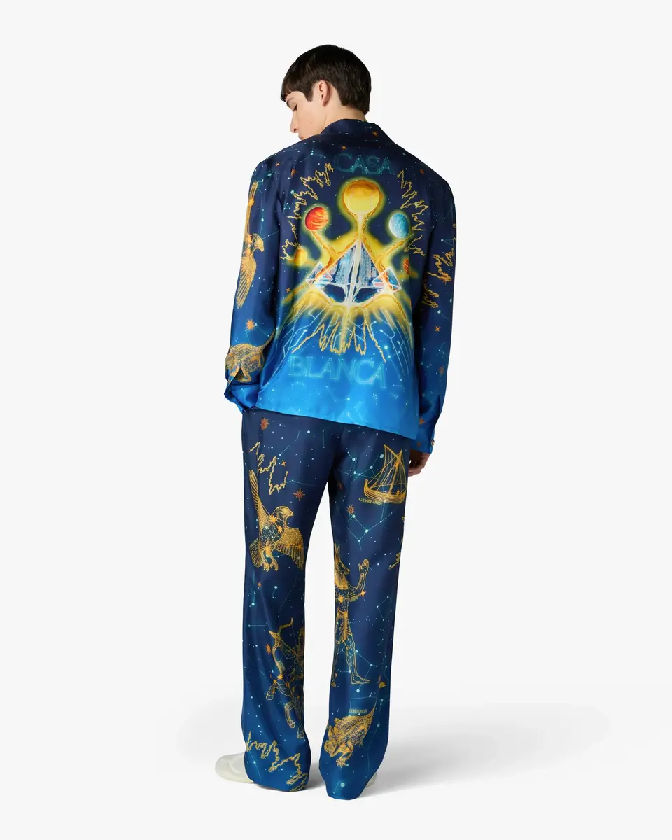 Casablanca Blue Astrology Silk Twill Trousers | Thumbnail 3 Casablanca Blue Astrology Silk Twill Trousers | Thumbnail 3