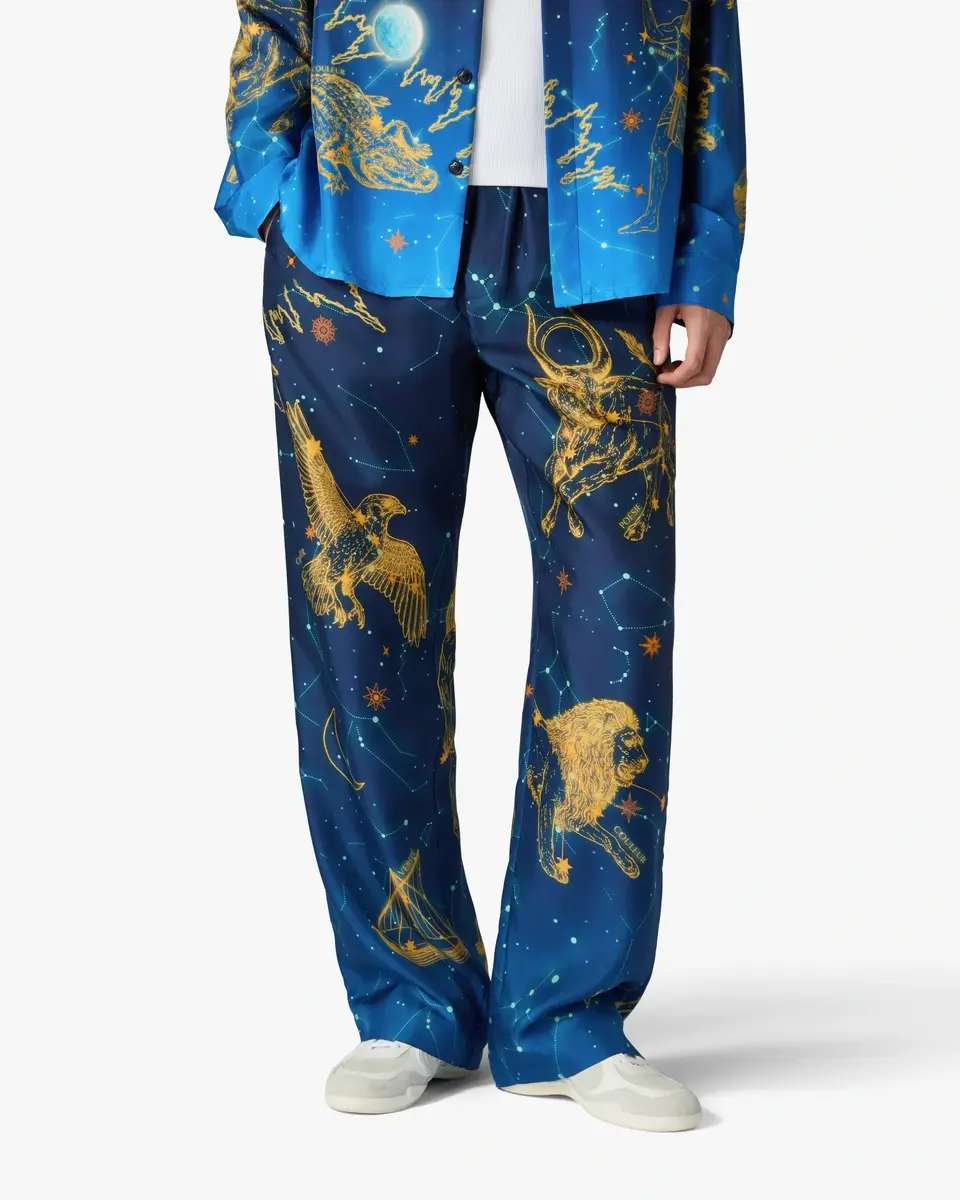 Casablanca Blue Astrology Silk Twill Trousers | Thumbnail 4 Casablanca Blue Astrology Silk Twill Trousers | Thumbnail 4