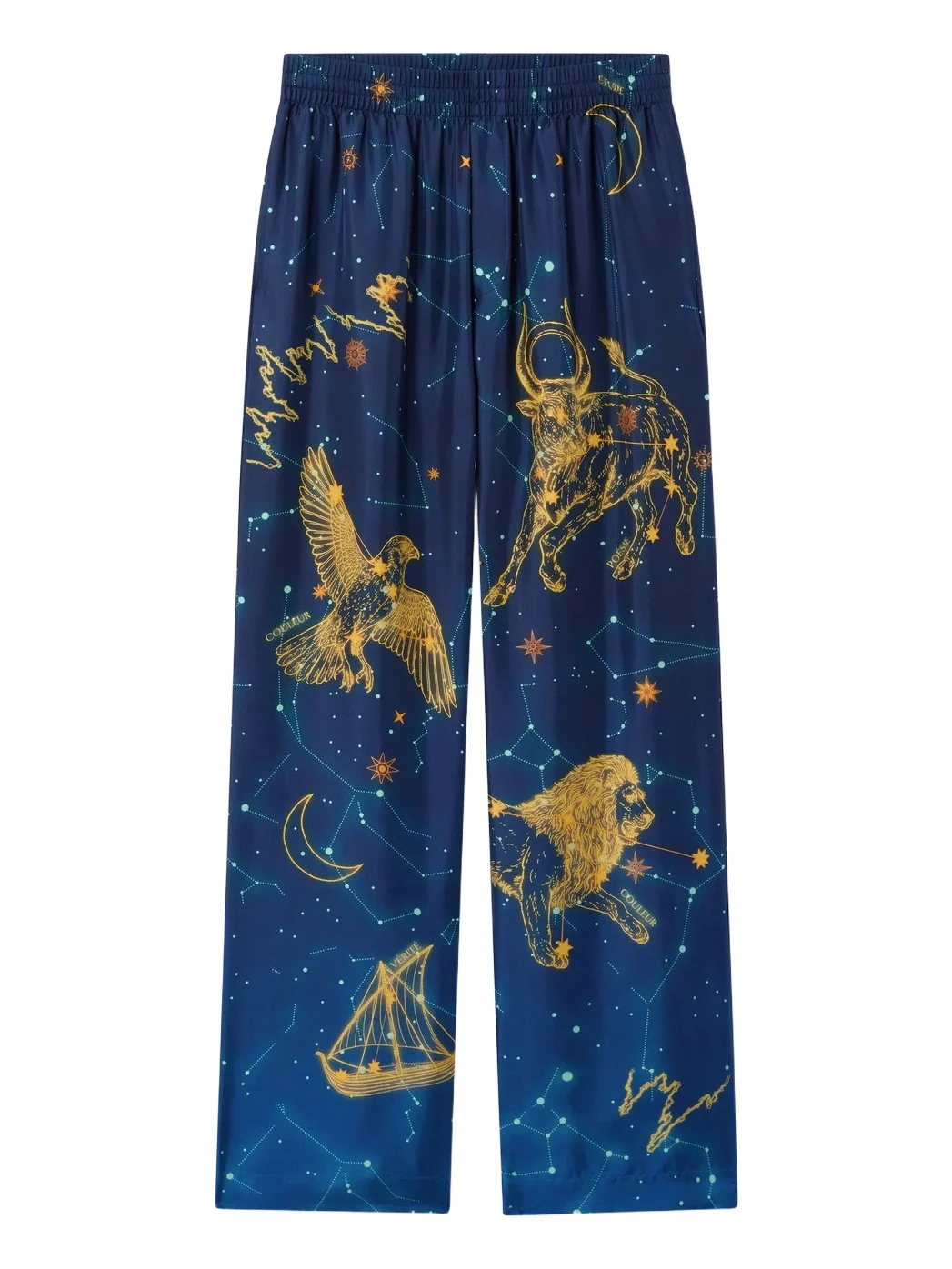 Blue Astrology Silk Twill Trousers Blue Astrology Silk Twill Trousers