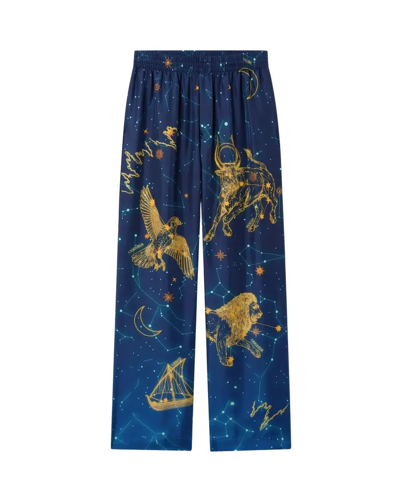 Blue Astrology Silk Twill Trousers Blue Astrology Silk Twill Trousers