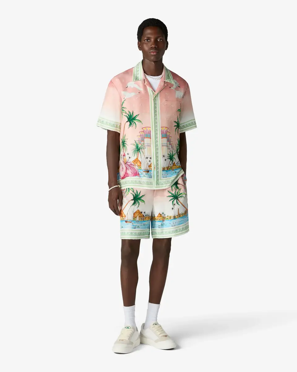 Casablanca Pink Ethereal Silk Shorts | Thumbnail 2 Casablanca Pink Ethereal Silk Shorts | Thumbnail 2