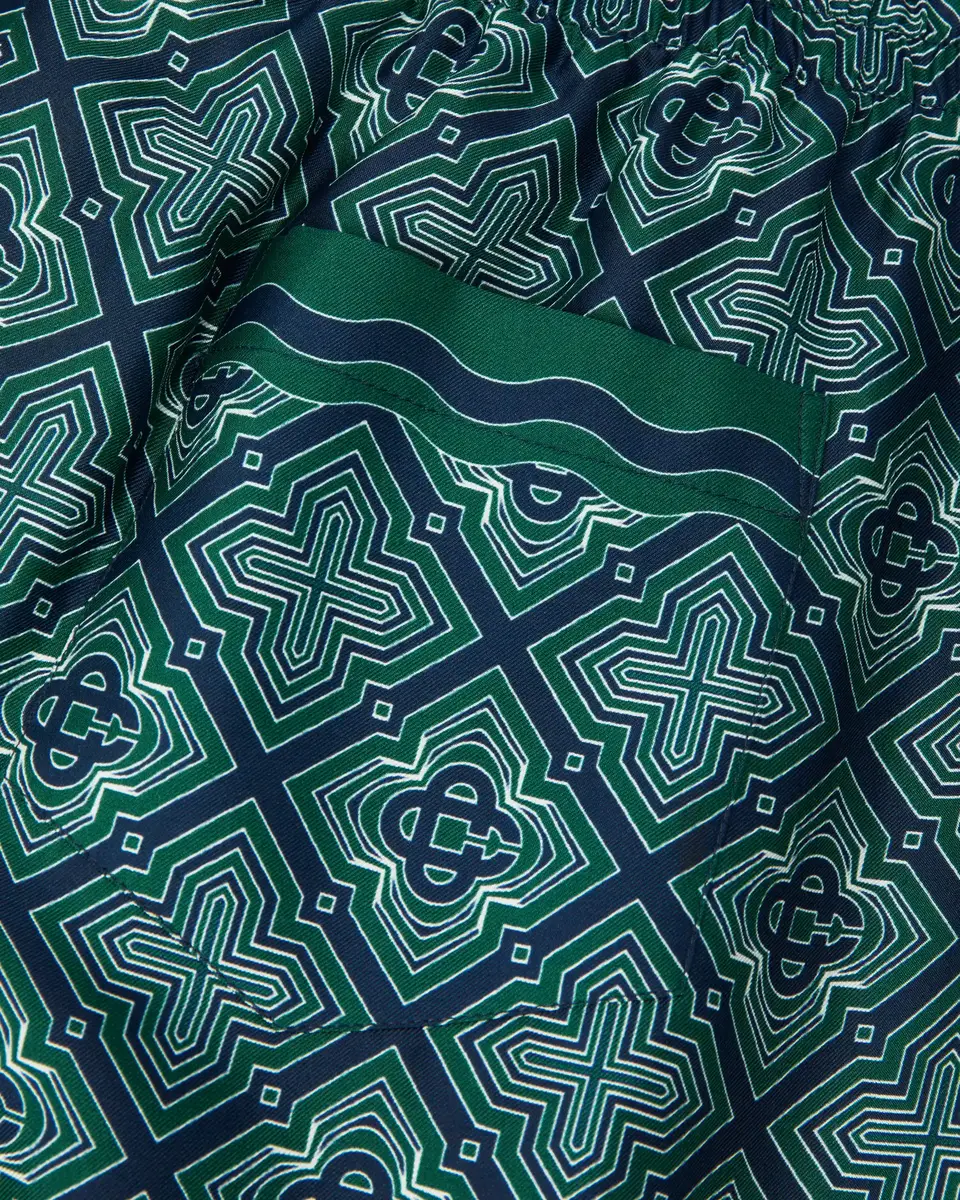 Casablanca Dark Green Radiating Monogram Silk Shorts | Thumbnail 6 Casablanca Dark Green Radiating Monogram Silk Shorts | Thumbnail 6