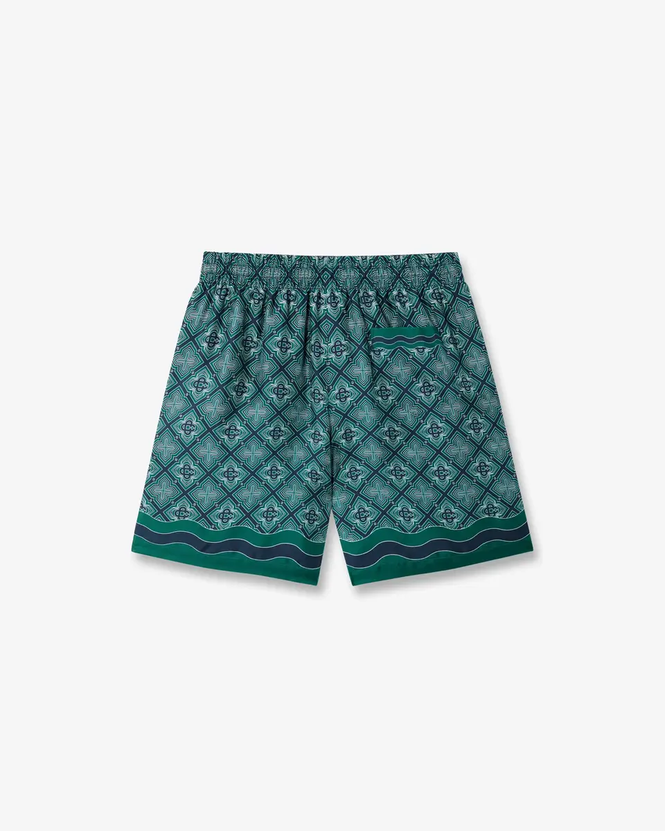 Casablanca Dark Green Radiating Monogram Silk Shorts | Thumbnail 7 Casablanca Dark Green Radiating Monogram Silk Shorts | Thumbnail 7