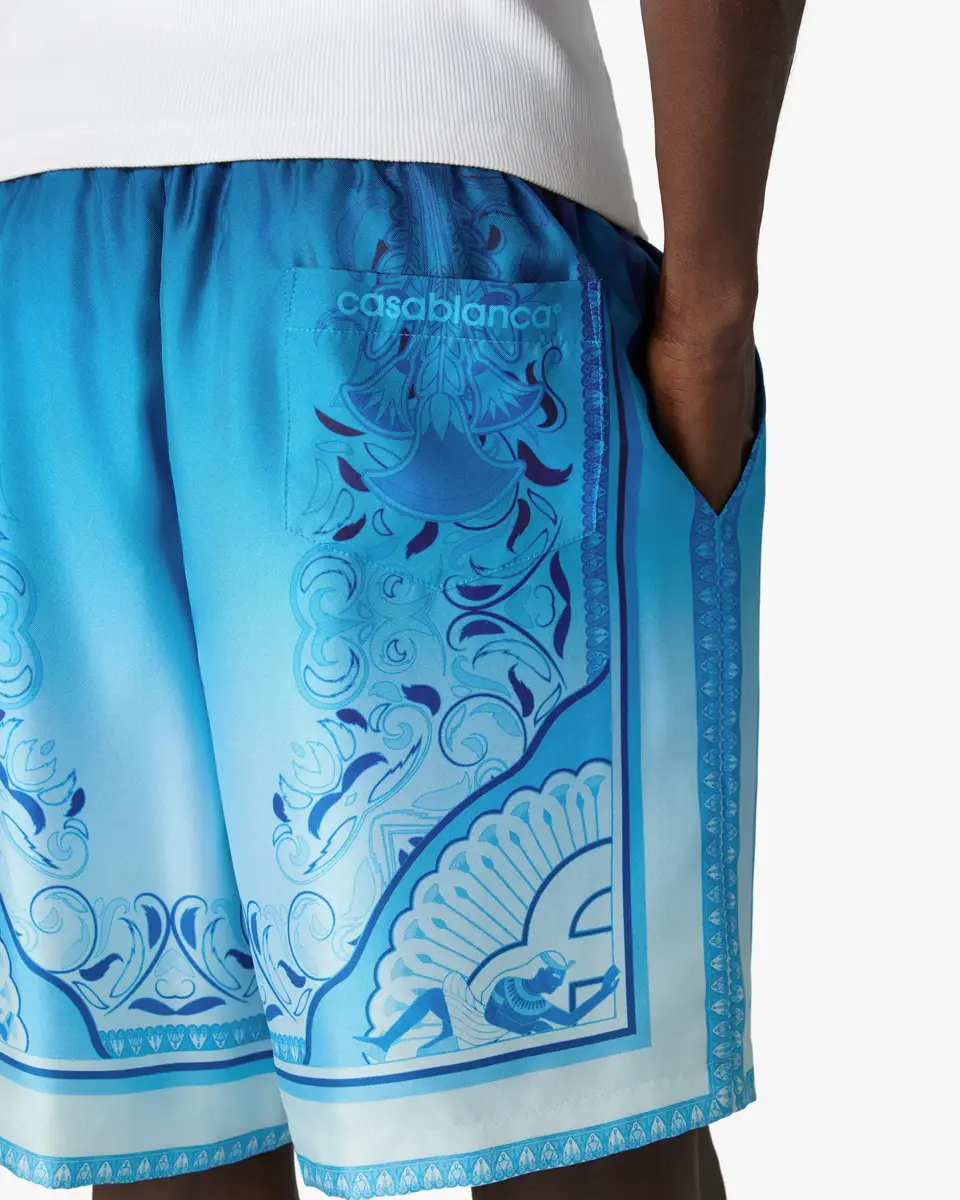 Casablanca Blue Gradient Egyptian Rug Silk Shorts | Thumbnail 5