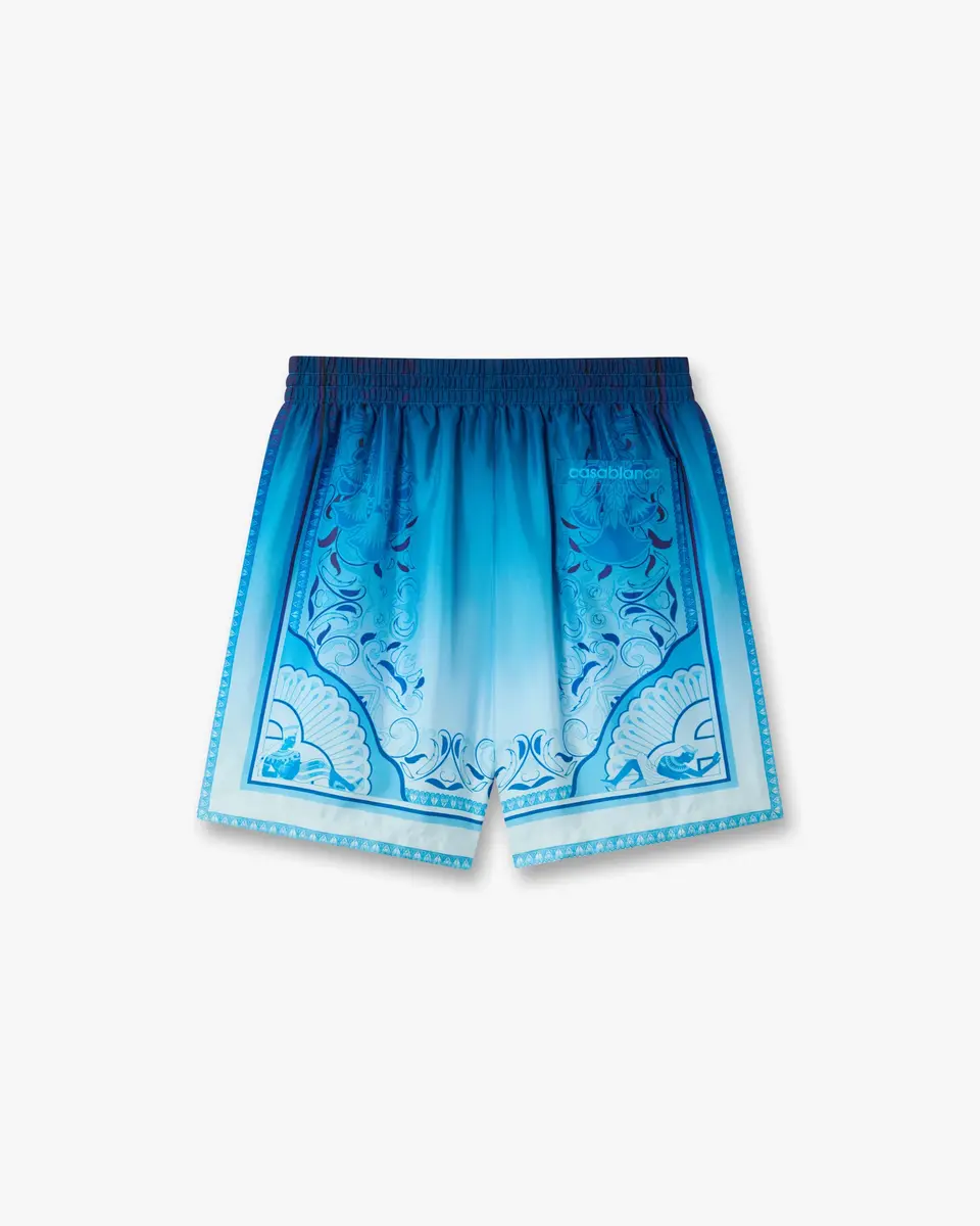 Casablanca Blue Gradient Egyptian Rug Silk Shorts | Thumbnail 6