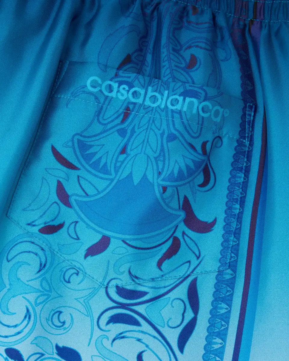 Casablanca Blue Gradient Egyptian Rug Silk Shorts | Thumbnail 7