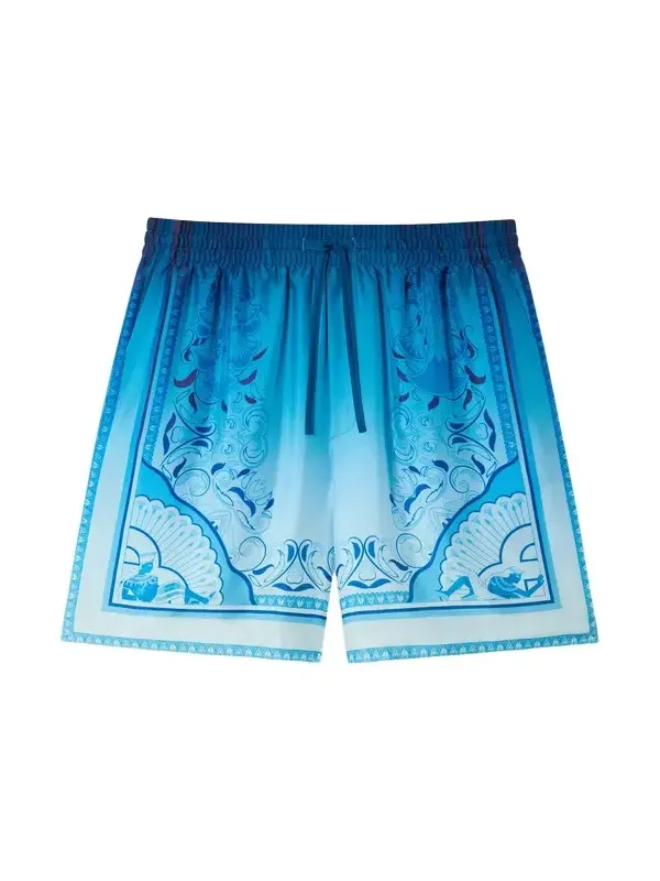 Casablanca Blue Gradient Egyptian Rug Silk Shorts