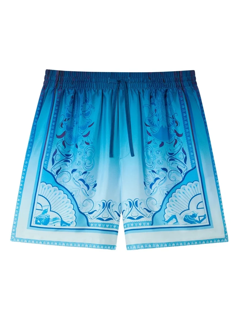 Casablanca Blue Gradient Egyptian Rug Silk Shorts