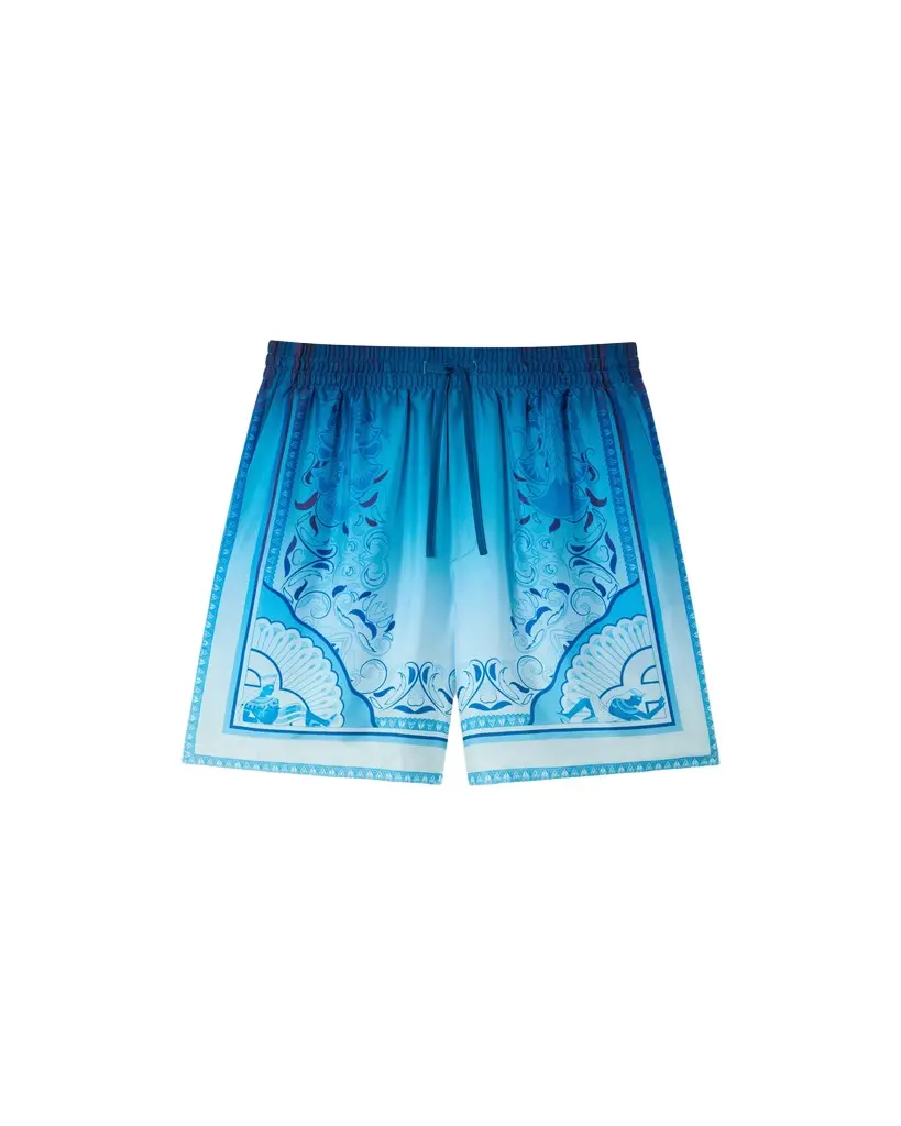 Casablanca Blue Gradient Egyptian Rug Silk Shorts