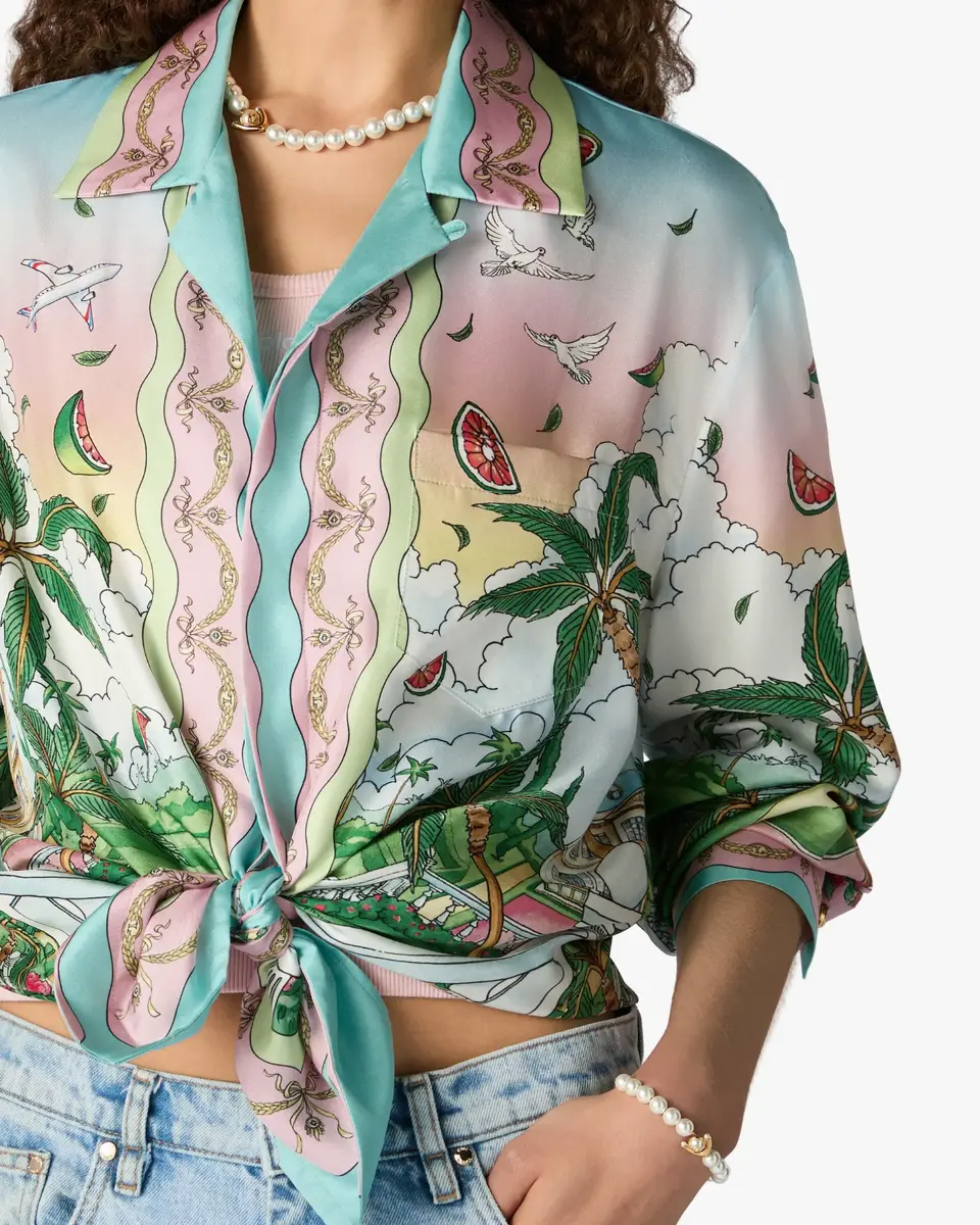 Casablanca Multicolour Laduree x Casablanca Long Sleeve Silk Shirt | Thumbnail 9 Casablanca Multicolour Laduree x Casablanca Long Sleeve Silk Shirt | Thumbnail 9