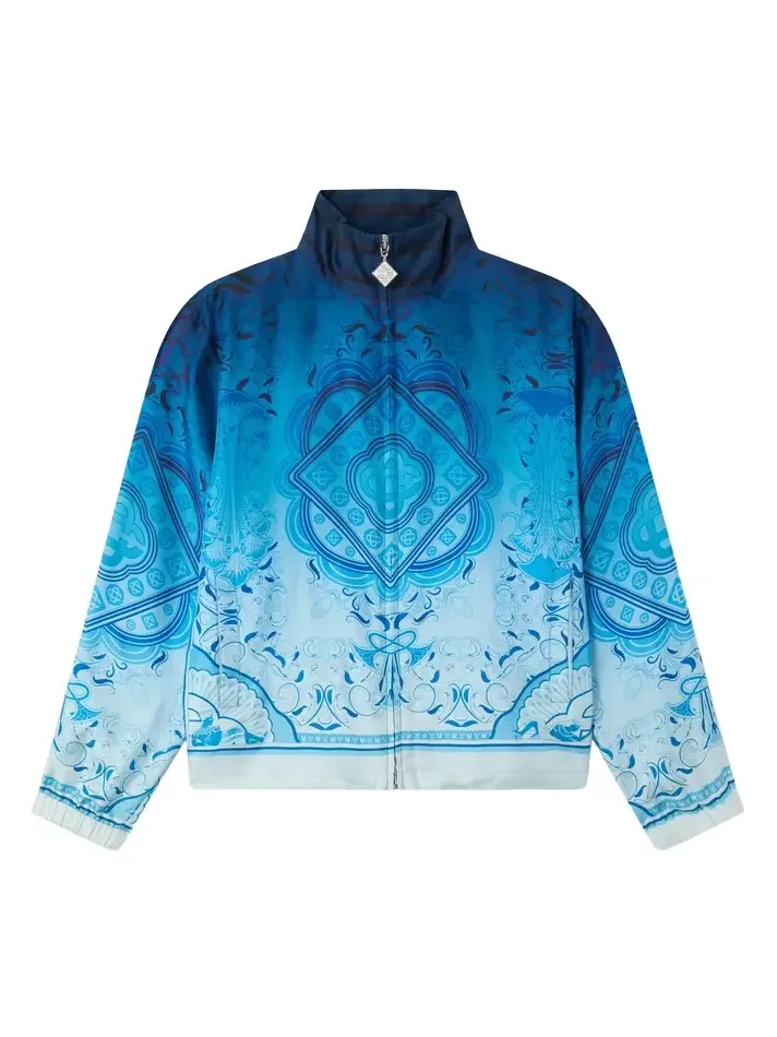 Blue Gradient Egyptian Rug Silk Track Jacket Blue Gradient Egyptian Rug Silk Track Jacket