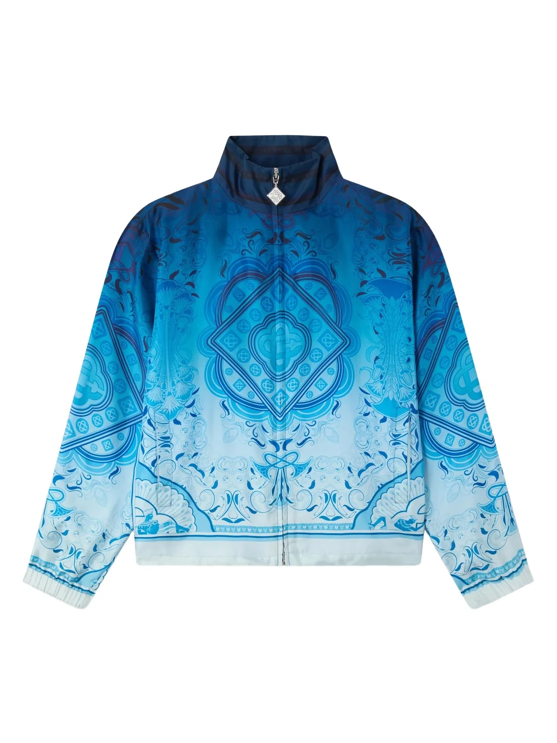 Casablanca Blue Gradient Egyptian Rug Silk Track Jacket