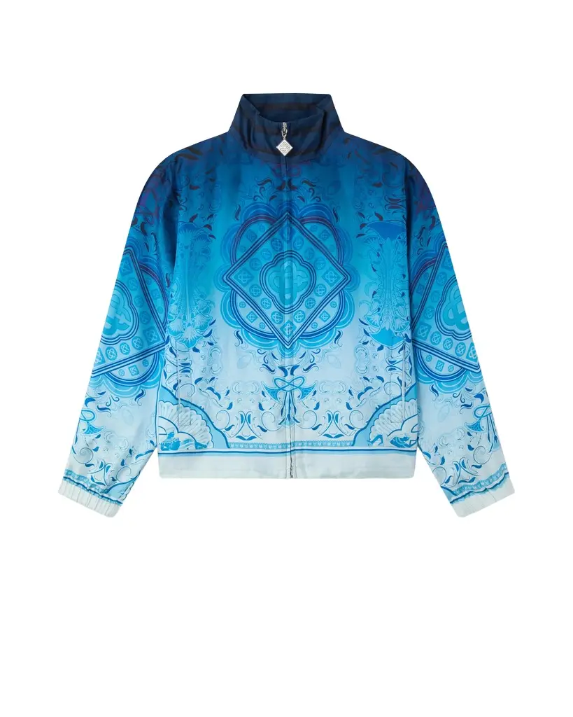 Blue Gradient Egyptian Rug Silk Track Jacket