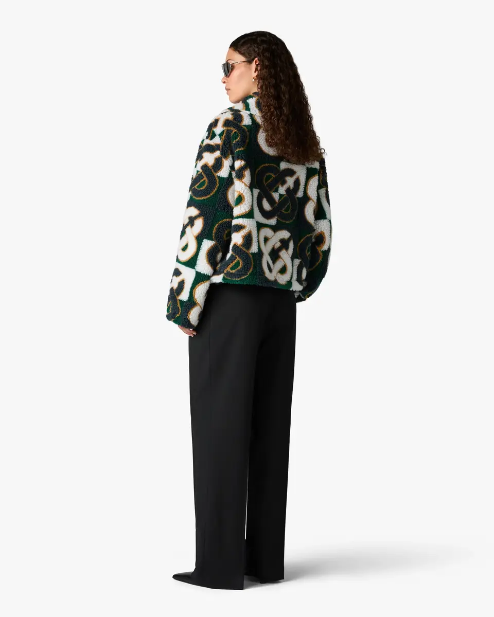 Casablanca Green & Navy Check Monogram Fleece Jacket | Thumbnail 2 Casablanca Green & Navy Check Monogram Fleece Jacket | Thumbnail 2