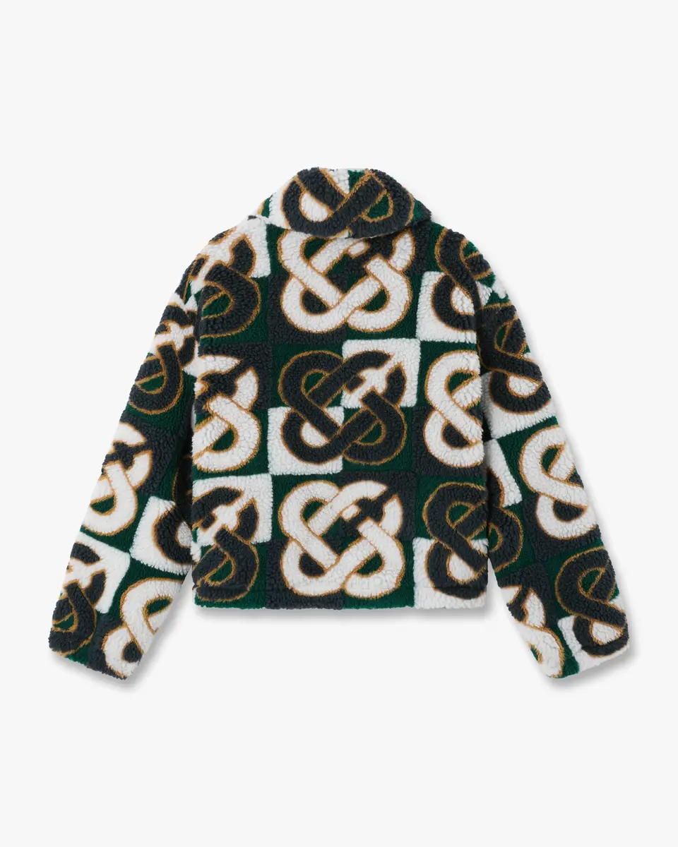 Casablanca Green & Navy Check Monogram Fleece Jacket | Thumbnail 5 Casablanca Green & Navy Check Monogram Fleece Jacket | Thumbnail 5