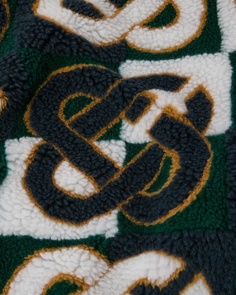 Casablanca Green & Navy Check Monogram Fleece Jacket | Thumbnail 6 Casablanca Green & Navy Check Monogram Fleece Jacket | Thumbnail 6