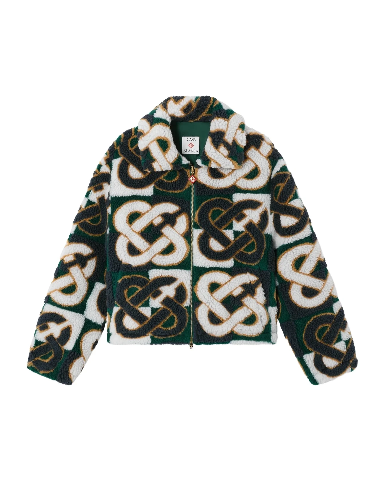 Casablanca Green & Navy Check Monogram Fleece Jacket