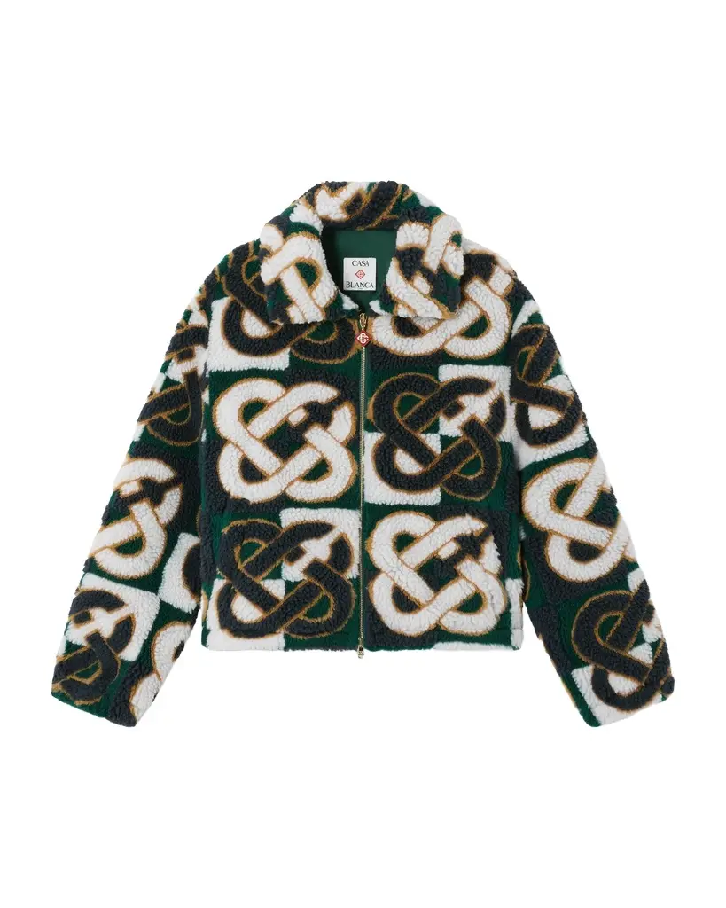 Casablanca Green & Navy Check Monogram Fleece Jacket