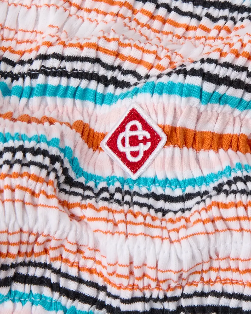 Casablanca Multicolour Striped Shirred Short Sleeve Polo Shirt | Thumbnail 6 Casablanca Multicolour Striped Shirred Short Sleeve Polo Shirt | Thumbnail 6