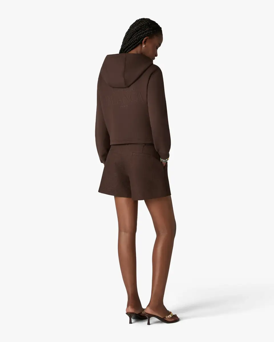 Casablanca Dark Brown Cropped Zip-Up Hooded Sweatshirt | Thumbnail 3 Casablanca Dark Brown Cropped Zip-Up Hooded Sweatshirt | Thumbnail 3