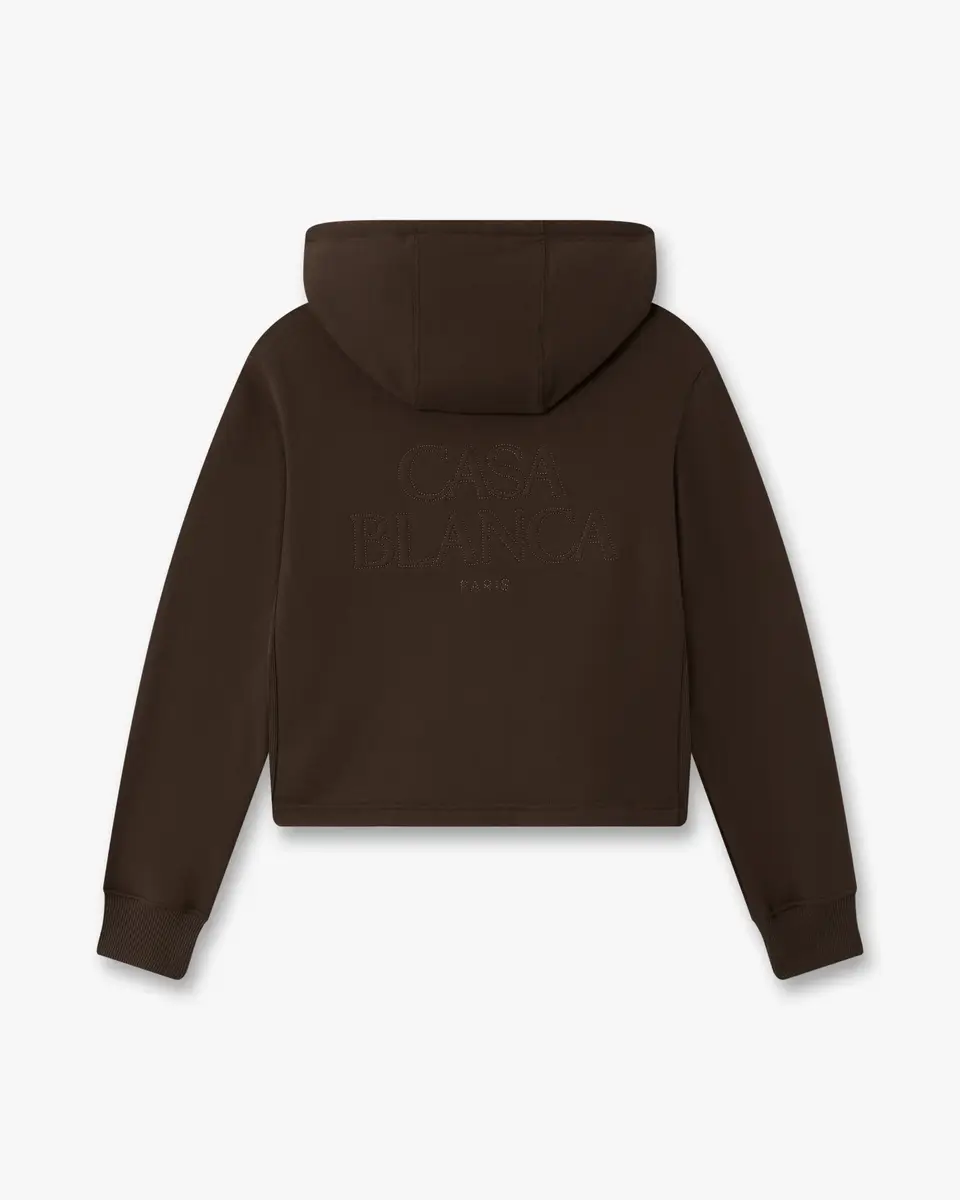 Casablanca Dark Brown Cropped Zip-Up Hooded Sweatshirt | Thumbnail 6 Casablanca Dark Brown Cropped Zip-Up Hooded Sweatshirt | Thumbnail 6
