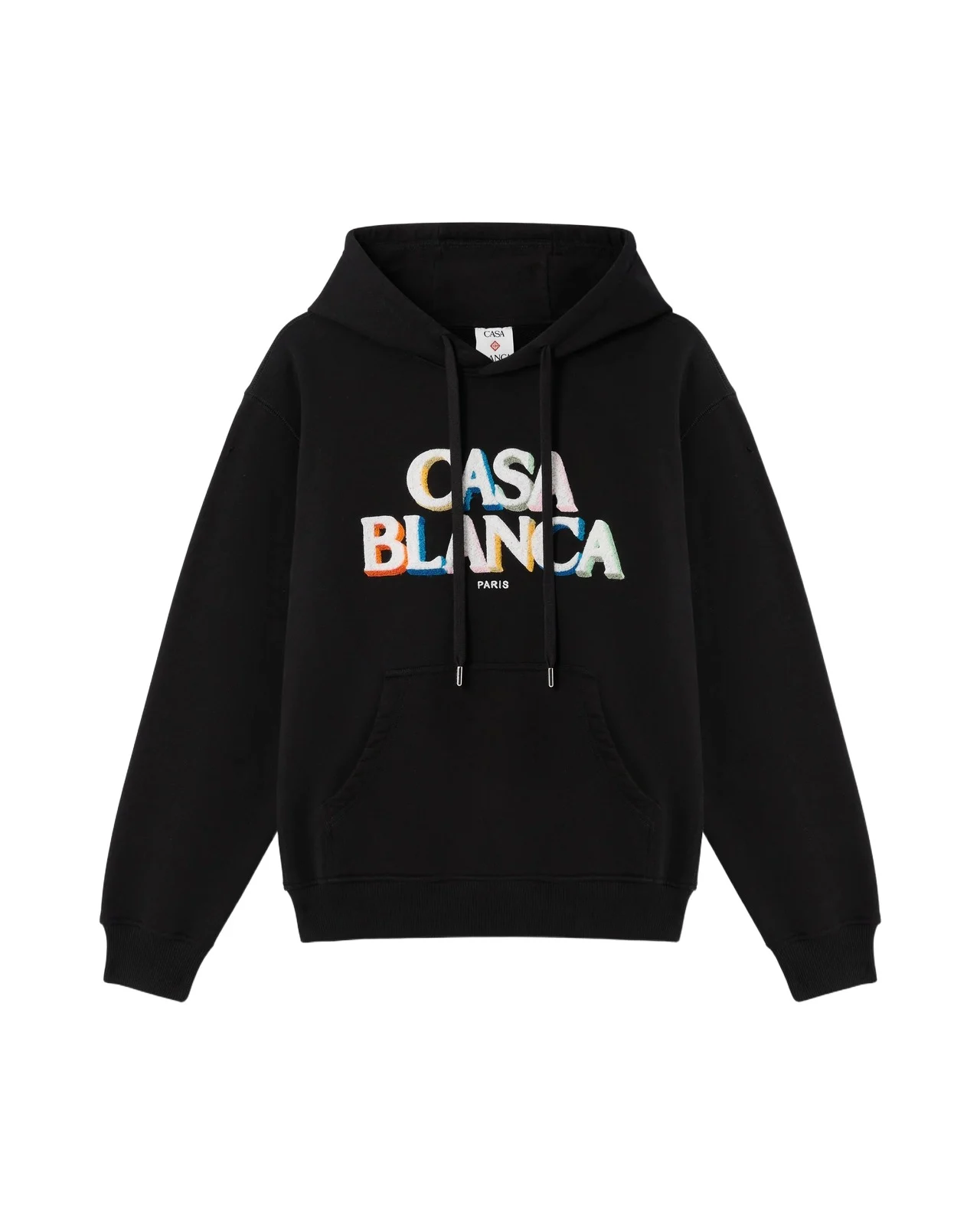 Casablanca Black Stacked Logo Embroidered Hooded Sweatshirt