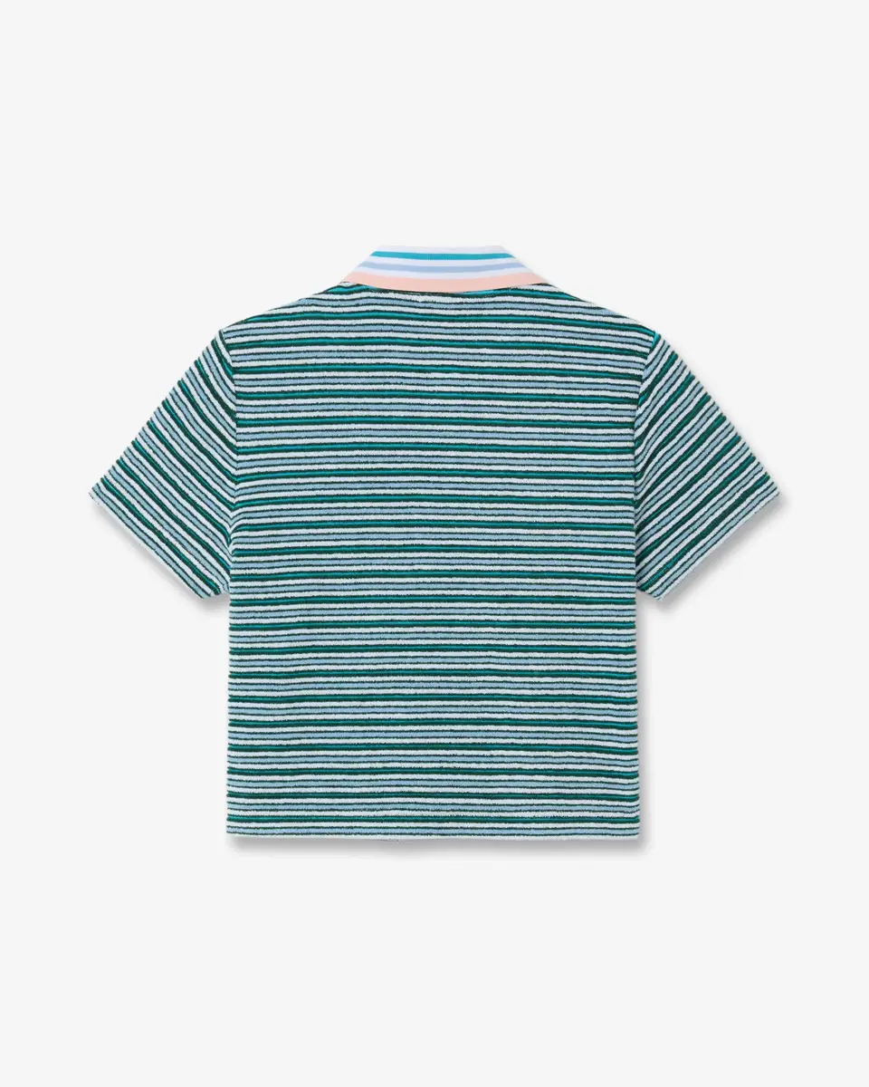 Casablanca Teal Striped Towelling Short Sleeve Polo Shirt | Thumbnail 6 Casablanca Teal Striped Towelling Short Sleeve Polo Shirt | Thumbnail 6