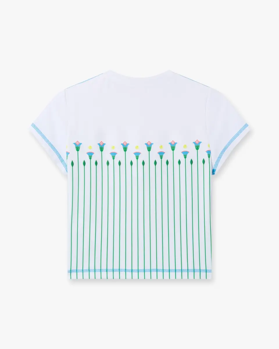 Casablanca White Floral Stripe Sporty Quarter Zip Tennis Top in Green | Thumbnail 6 Casablanca White Floral Stripe Sporty Quarter Zip Tennis Top in Green | Thumbnail 6