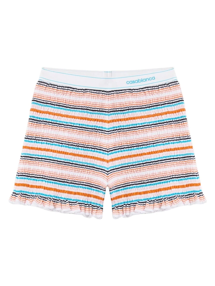 Multicolour Striped Shirred Shorts Multicolour Striped Shirred Shorts
