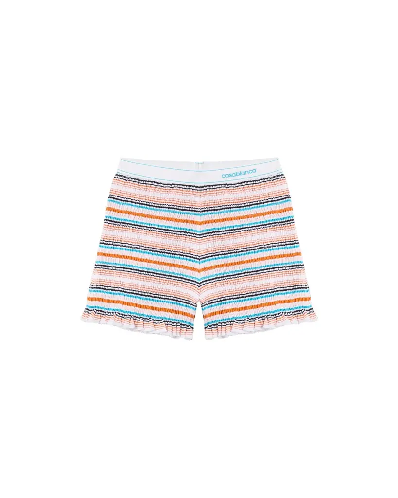 Multicolour Striped Shirred Shorts Multicolour Striped Shirred Shorts