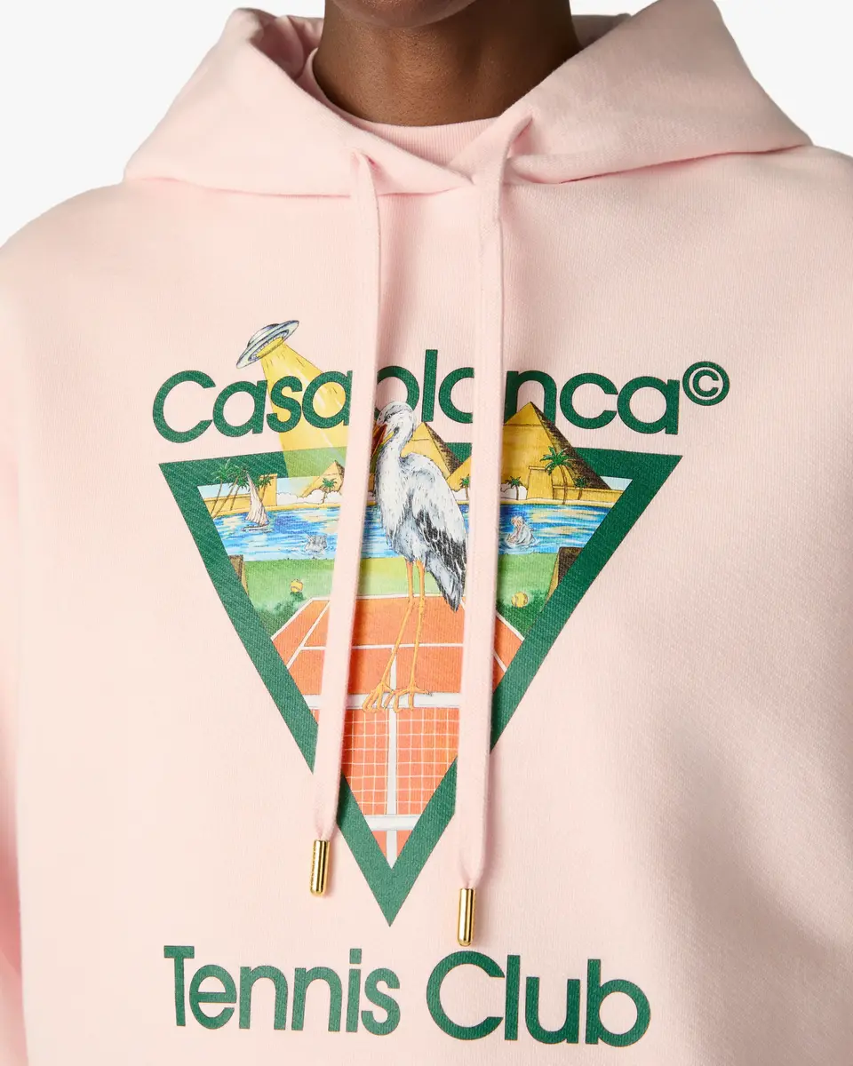 Casablanca Pink Tennis Club Icon Pyramid Abduction Cropped Hooded Sweatshirt | Thumbnail 5 Casablanca Pink Tennis Club Icon Pyramid Abduction Cropped Hooded Sweatshirt | Thumbnail 5