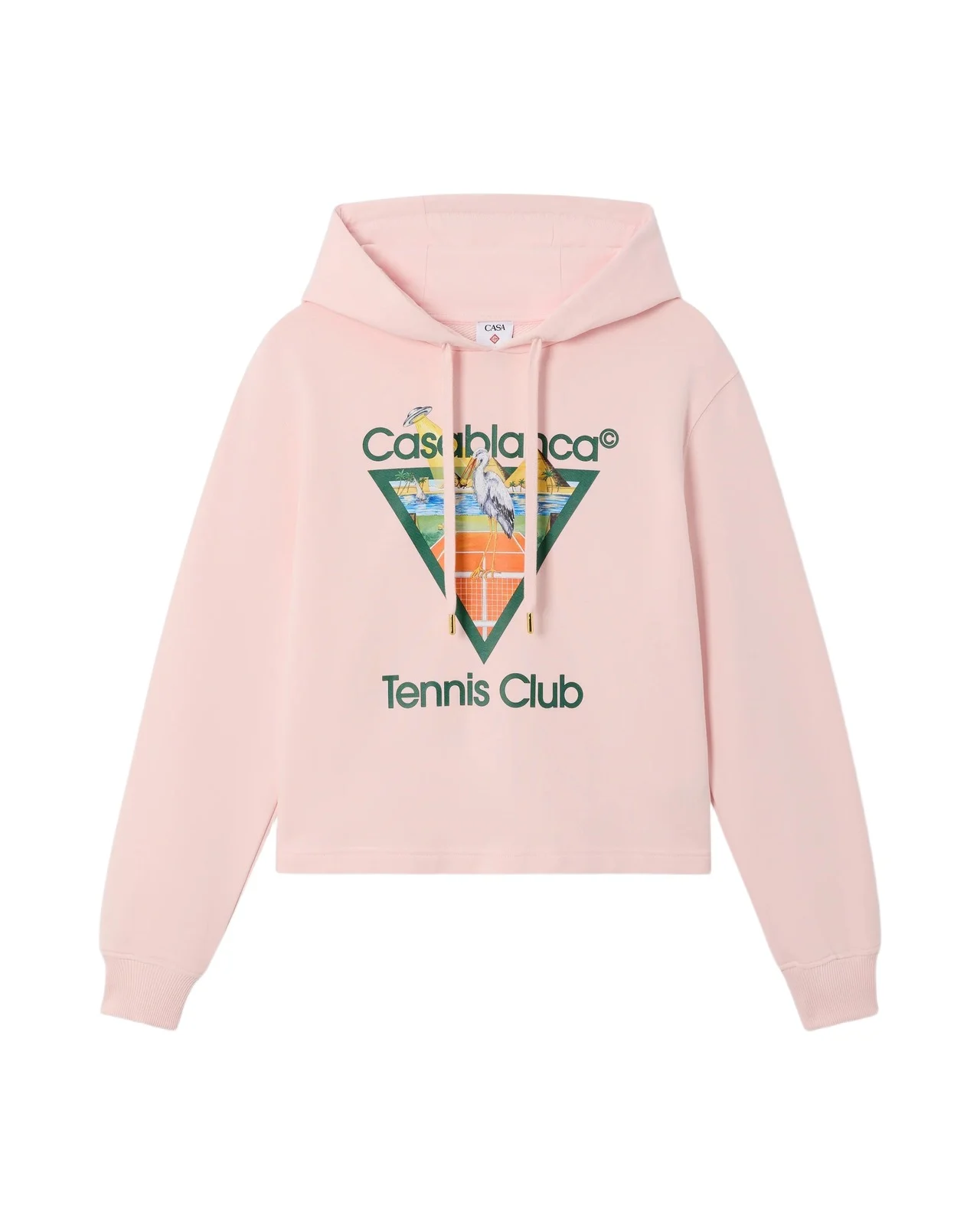 Casablanca Pink Tennis Club Icon Pyramid Abduction Cropped Hooded Sweatshirt