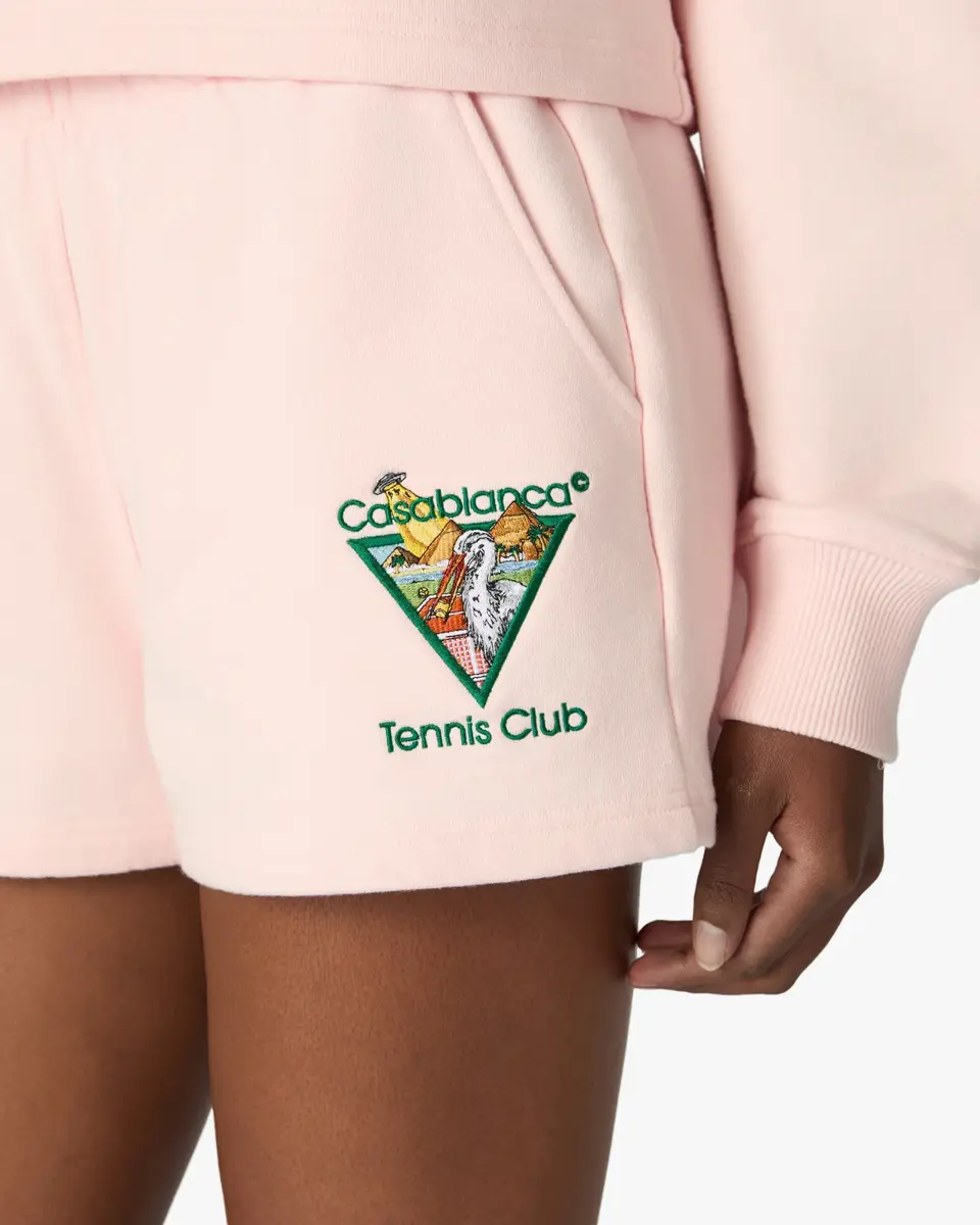 Casablanca Pink Tennis Club Icon Pyramid Abduction Embroidered Sweatshorts | Thumbnail 5 Casablanca Pink Tennis Club Icon Pyramid Abduction Embroidered Sweatshorts | Thumbnail 5