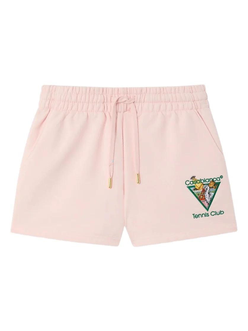 Casablanca Pink Tennis Club Icon Pyramid Abduction Embroidered Sweatshorts