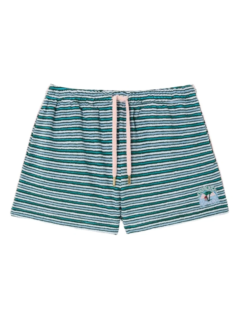 Casablanca Teal Striped Towelling Shorts