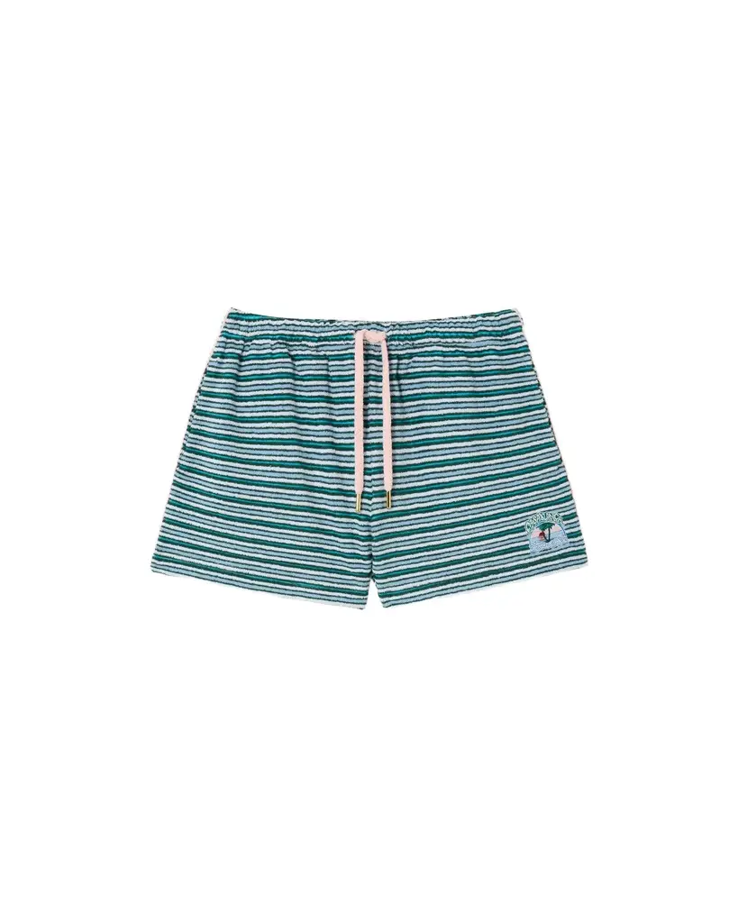 Teal Striped Towelling Shorts Teal Striped Towelling Shorts