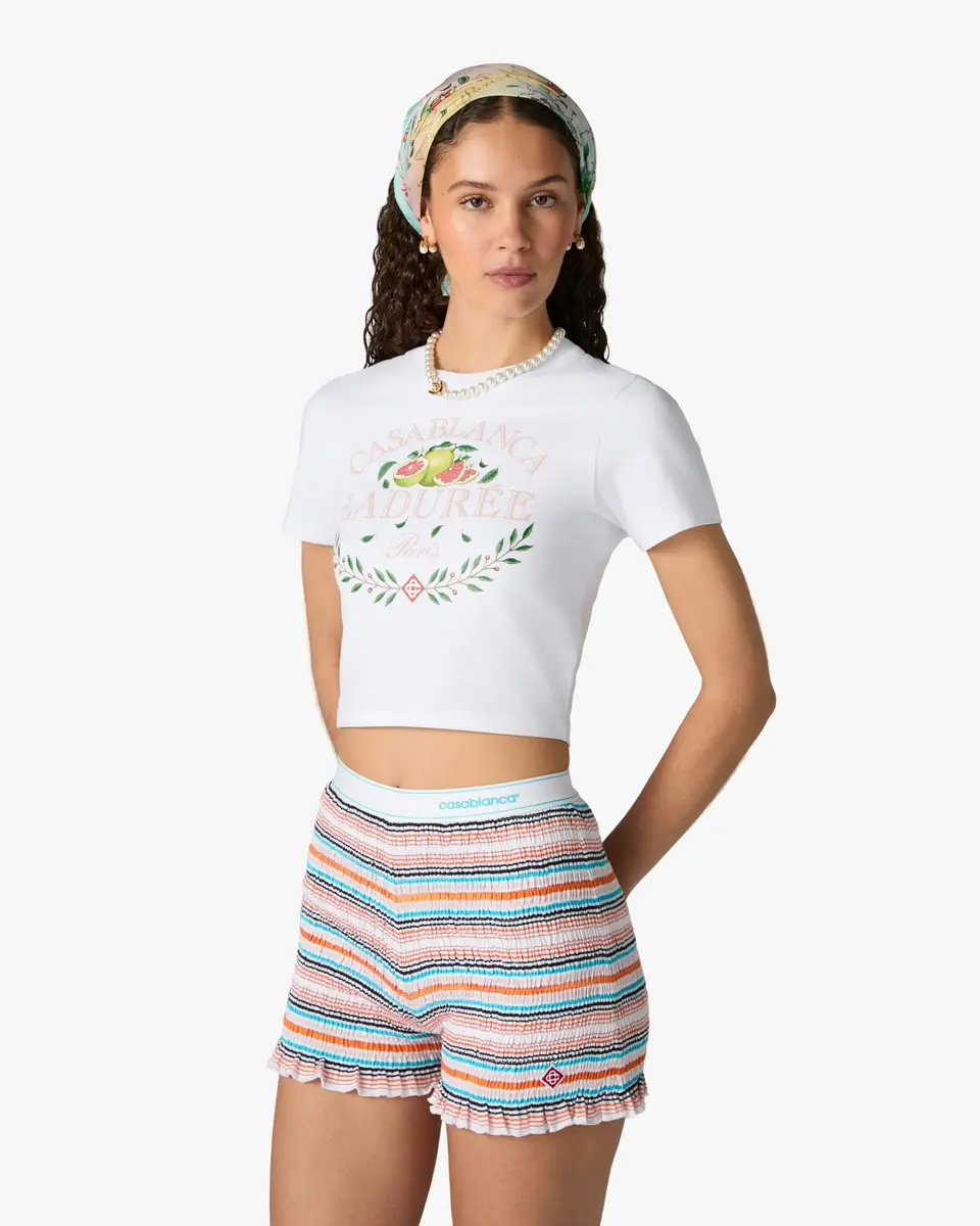 Casablanca White Laduree x Casablanca Cropped Baby Short Sleeve T-Shirt | Thumbnail 4