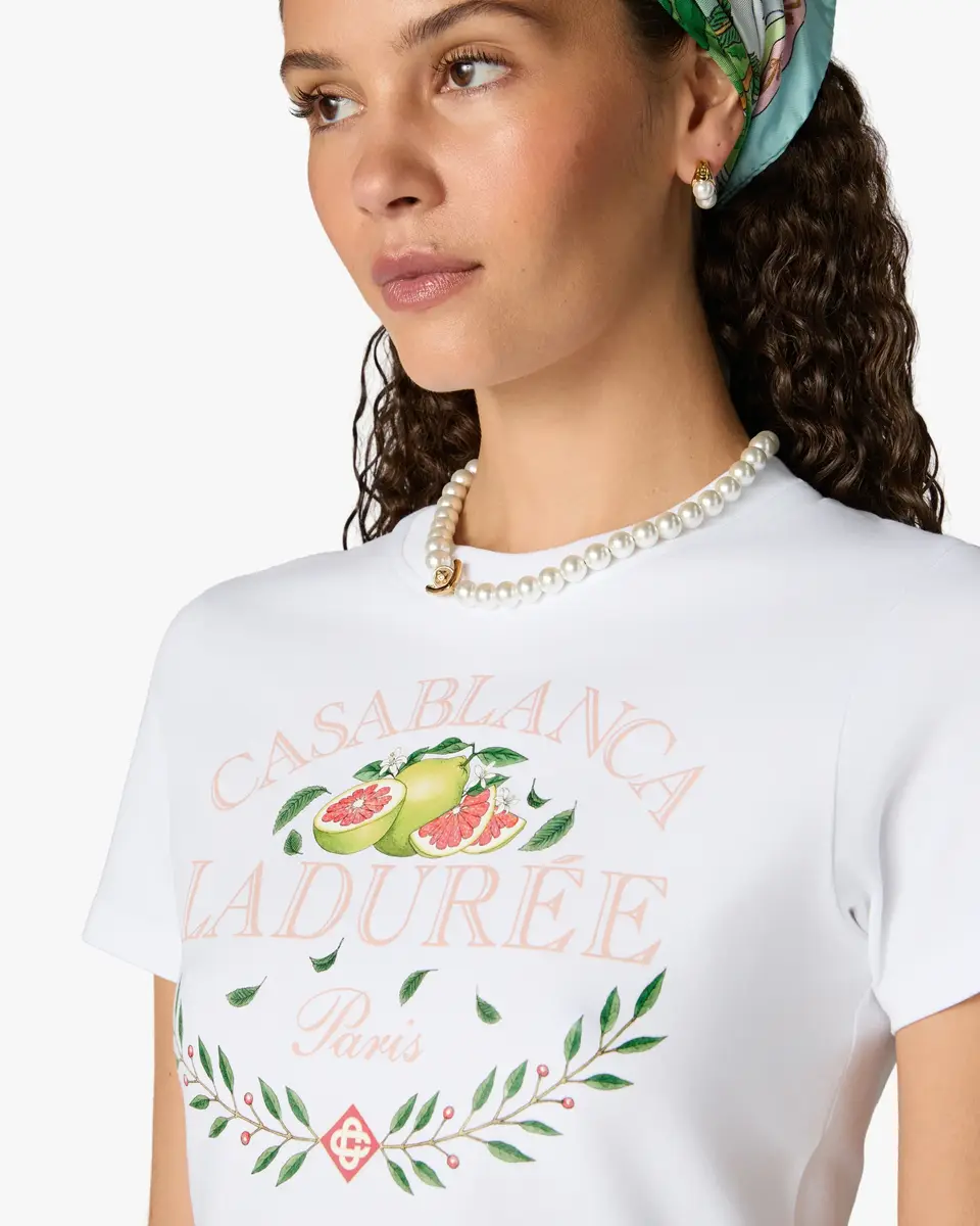Casablanca White Laduree x Casablanca Cropped Baby Short Sleeve T-Shirt | Thumbnail 5