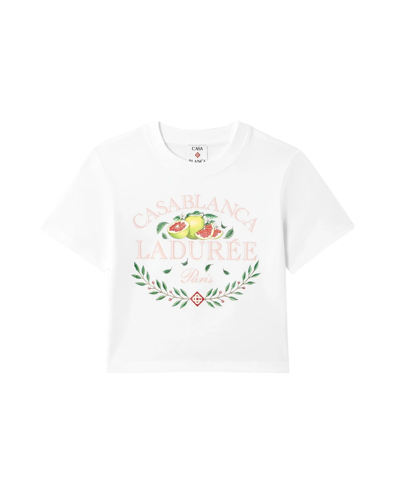 White Laduree x Casablanca Cropped Baby Short Sleeve T-Shirt White Laduree x Casablanca Cropped Baby Short Sleeve T-Shirt