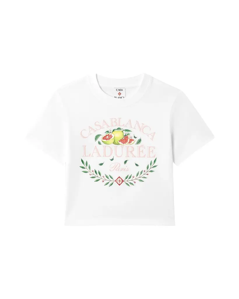 Casablanca White Laduree x Casablanca Cropped Baby Short Sleeve T-Shirt