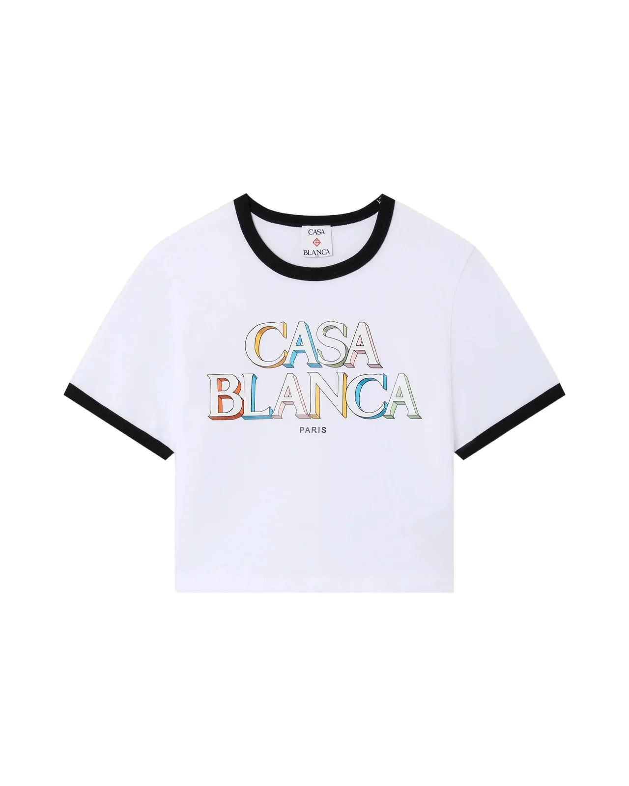 White Stacked Logo Cropped Baby Short Sleeve T-Shirt White Stacked Logo Cropped Baby Short Sleeve T-Shirt
