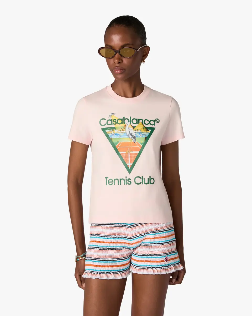 Casablanca Pink Tennis Club Icon Pyramid Abduction Fitted Short Sleeve T-Shirt | Thumbnail 4 Casablanca Pink Tennis Club Icon Pyramid Abduction Fitted Short Sleeve T-Shirt | Thumbnail 4