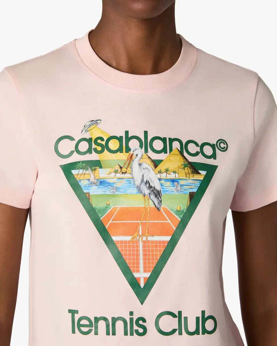 Casablanca Pink Tennis Club Icon Pyramid Abduction Fitted Short Sleeve T-Shirt | Thumbnail 5 Casablanca Pink Tennis Club Icon Pyramid Abduction Fitted Short Sleeve T-Shirt | Thumbnail 5